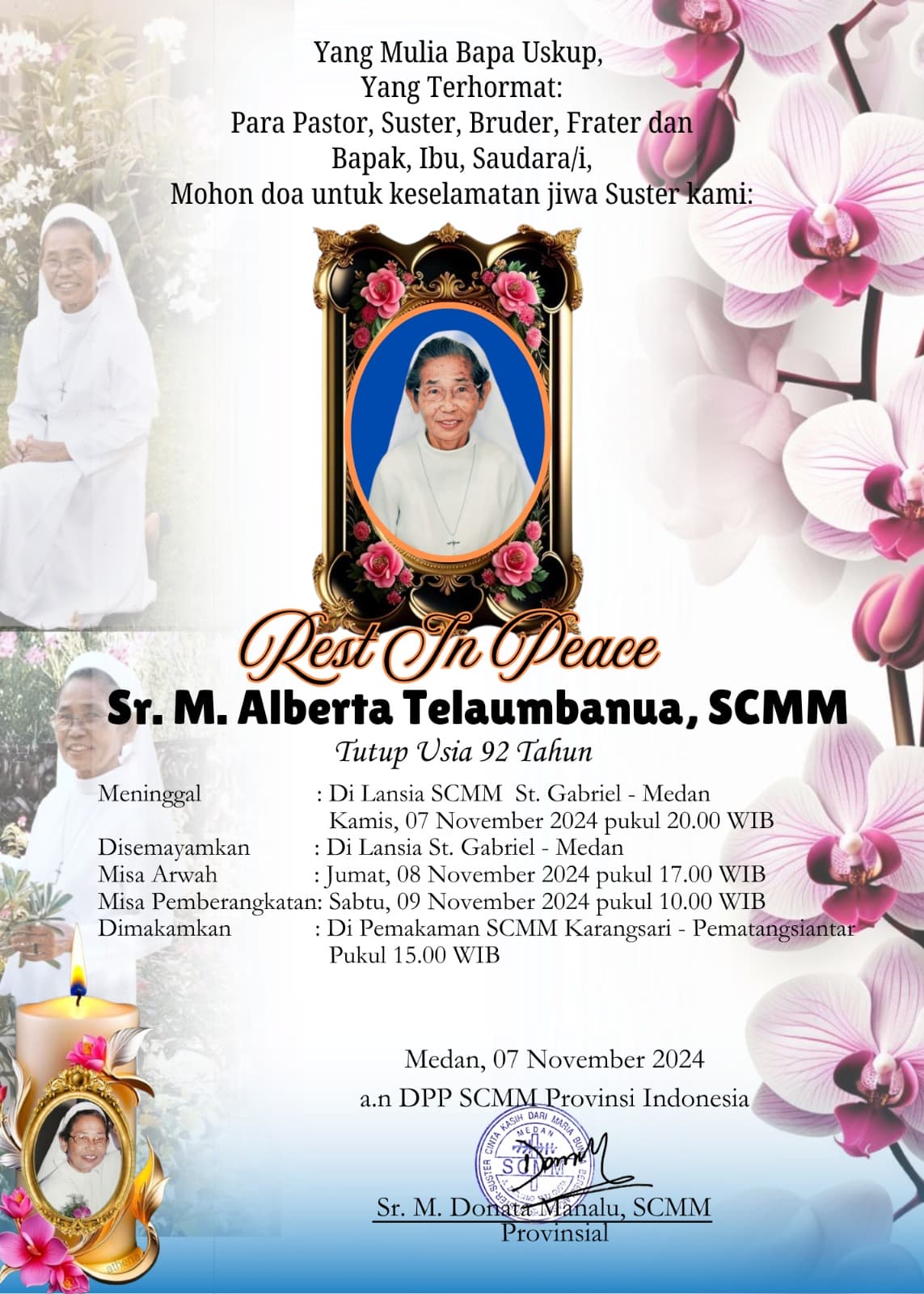 07-11-2024 RIP Sr.M.Alberta Telaumbanua SCMM - flyer SCMM-min