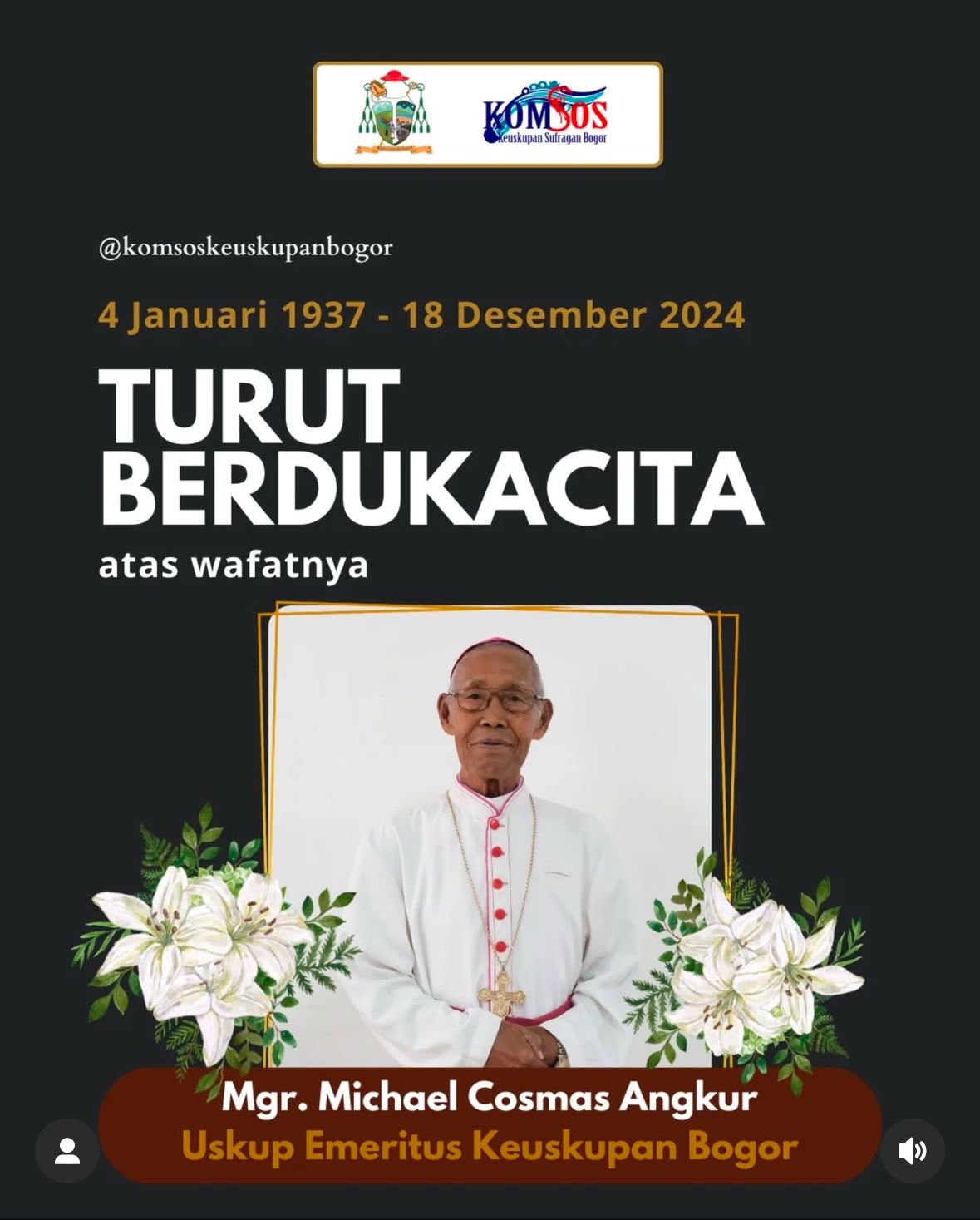 Mgr Michael Uskup Emeritus Bogor